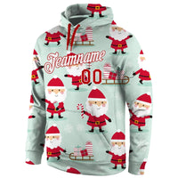 Personalized Santa Pattern Sweatshirt, Custom Christmas Sports Hoodie, Ugly Christmas Holiday Pullover Hoodie, Sports Fan Present