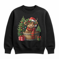 Santa Hat Cow Sweatshirt, Christmas Highland Cow Sweatshirt, Adorable Xmas Cow Crewneck, Festive Holiday Animal Sweater, Winter Present for Her