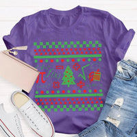 Festive STEM Holiday Teacher Tee, Math Elements Christmas Tree Shirt, Math Equations Xmas Tree Shirt, Science Teacher Christmas Shirt