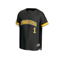 #1 Iowa Hawkeyes Adult Lightweight Collegiate Baseball Fashion Jersey - Black