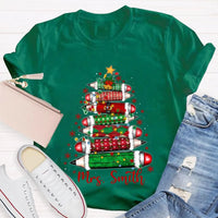 Custom Name Christmas Tree Shirt, Personalized Christmas Tree T-Shirt, Colored Pencil Christmas Tree Tee, Holiday Teacher Xmas Shirt