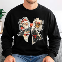 Vintage Santa Reindeer Crewneck, Christmas Coquette Bow Sweatshirt, Retro Holiday Coquette Pullover, Adorable Christmas Sweater Present for Her