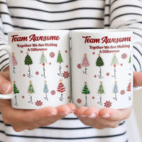 Personalized Christmas Tree Holiday Ceramic Mug, Team Awesome Coffee Mug, Office Staff Appreciation Cup, Coworker Xmas Present