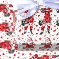Motorsports Christmas Gift Wrap, Santa Race Car Driver Wrapping Paper, Racing Driver Holiday Gift Wrap, Humorous Christmas Wrapping Paper Roll