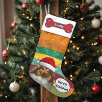 Custom Dog Name Holiday Stocking, Personalized Sheltie Christmas Stocking, Shetland Sheepdog Christmas Stocking, Velboa Pet Lover Xmas Present