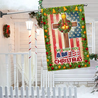 Double Sided Patriotic Lawn Flag, Christian Cross American Flag Garden Flag We Wish You Ameri Christmas Yard Flag, Holiday Yard Banner