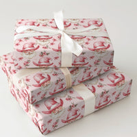 Western Christmas Gift Wrap, Pink Cowboy Santa Wrapping Paper, Retro Cowgirl Santa Wrapping Paper, Whimsical Holiday Present Wrap Roll