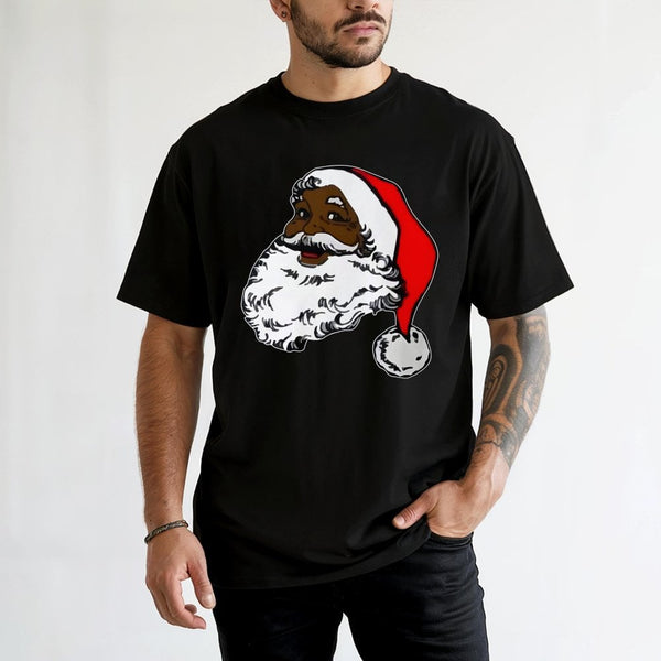 African American Santa Claus Shirt, Black Santa T-Shirt, Inclusive Holiday Graphic Tee, Retro Xmas Santa T-Shirt, Christmas P