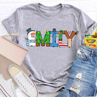 Custom Name Holiday Shirt, Personalized Merry Christmas Vibes T-Shirt, Family Christmas Graphic Tee, Custom Xmas T-Shirt