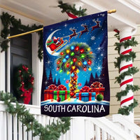 Santa Sleigh Palmetto Tree Yard Flag, South Carolina Christmas Garden Flag, Double-Sided SC State Flag, Holiday Lawn Decor Present