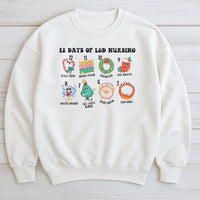Humorous Labor and Delivery Nurse Xmas Pullover, 12 Days of L&D Nursing Sweatshirt, OB Nurse Holiday Crewneck, Hospital Staff Christmas Present