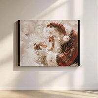 Whimsical Christmas Canvas Wall Art, Santa Claus Holding Newborn Baby Canvas Print, Holiday Nursery Canvas Decor, Family Christmas Present