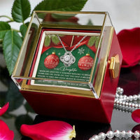 CZ Crystal Love Knot Pendant, To My Daughter Love Knot Necklace, Rose Box Love Knot Necklace, Christmas Keepsake Present for Daughter