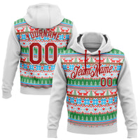 Personalized Name Number Christmas Hoodie, Custom Christmas Pullover Hoodie, Ugly Holiday Sweater Hoodie, Sports Fan Game Day Sweatshirt