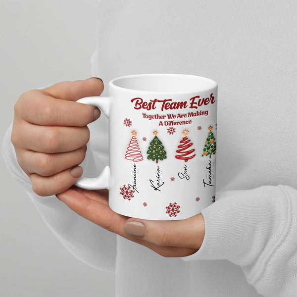 Personalized Coworker Appreciation Mug, Best Team Ever Christmas Mug, Corporate Office Holiday Ceramic Mug, Team Present Cup