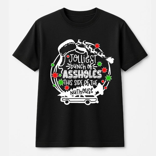 Humorous Christmas Quote Shirt, Jolliest Bunch of Assholes Shirt, Retro Holiday Graphic Tee, Humorous Xmas T-Shirt, Christmas
