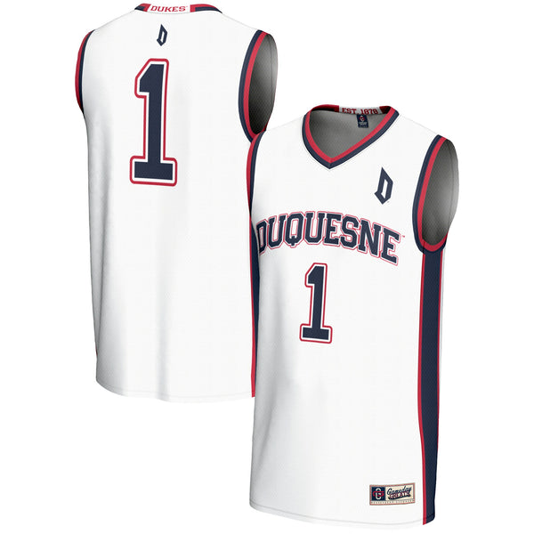 #1 Duquesne Dukes Lightweight Basketball Jersey - White