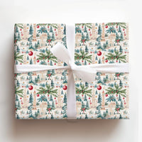 Watercolor Palm Tree Wrapping Paper, Tropical Christmas Wrapping Paper, Coastal Holiday Gift Wrap, Exotic Festive Christmas Wrapping Paper