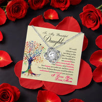 Tree of Life Card Knot Necklace, Daughter Love Knot Necklace, Sparkling CZ Crystal Pendant, Meaningful Birthday Christmas Present from Mom