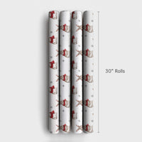 Watercolor Rabbit in Scarf Gift Wrap, Winter Bunny Wrapping Paper, Adorable Christmas Wrapping Paper, Snowy Holiday Present Gift Wrap Roll