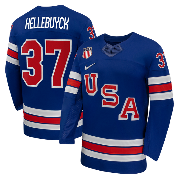 Connor Hellebuyck Royal US Hockey 2026 Home Replica Jersey