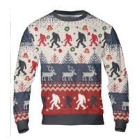 Sasquatch Holiday Sweater, Bigfoot Ugly Christmas Sweater, Humorous Bigfoot Xmas Sweater, Festive Reindeer Crewneck Sweatshirt, Holiday Present