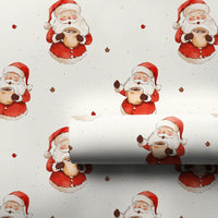 Comfy Hot Cocoa Christmas Gift Wrap, Watercolor Santa Wrapping Paper, Adorable Santa Claus Present Wrap, Rustic Holiday Packaging Roll