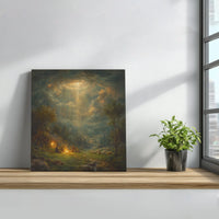 Bethlehem Divine Light Biblical Wall Art, Shepherds Nativity Square Canvas, Christian Christmas Canvas Print, Stretched Religious Art Decor
