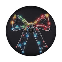 Festive Holiday Ribbon Tire Cover, Christmas Lights Bow Spare Tire Cover, Winter Xmas Spare Tire Cover, Holiday Jeep SUV Car Decor