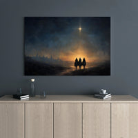 Biblical Star of Bethlehem Wall Art, Nativity Scene Three Wise Men Canvas, Christmas Nativity Canvas Print, Holy Family Canvas Wall Decor