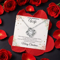 Holiday CZ Crystal Pendant, Christmas Love Knot Necklace for Wife, Merry Christmas Knot Jewelry, Romantic Wife Present, Present for Her