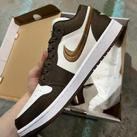 Low Top Sneakers, Brown White Colorway, Lace Up Design, Casual Gift for Sneaker Fans
