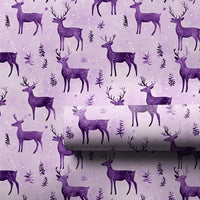Winter Stag Gift Wrap, Purple Reindeer Christmas Wrapping Paper, Lavender Holiday Deer Gift Wrap, Elegant Festive Winter Wrapping Paper