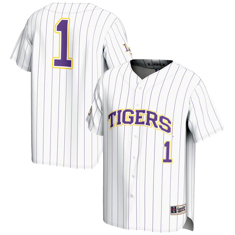 #1 LSU Tigers Lightweight Baseball Jersey - White