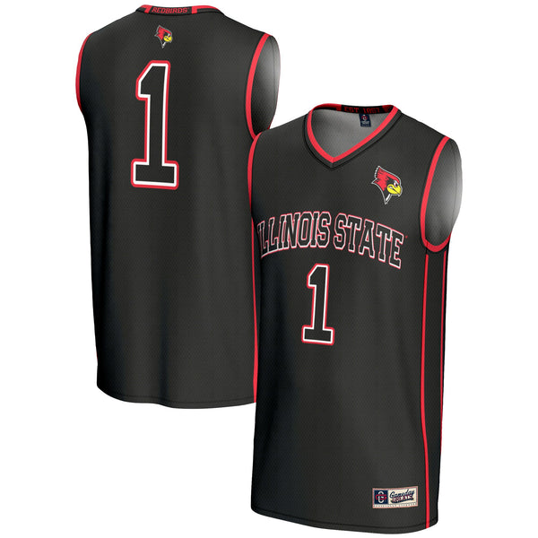 #1 Illinois State Redbirds Lightweight Basketball Jersey - Black