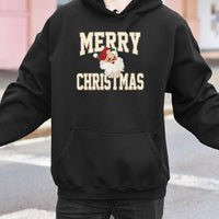 Retro Merry Christmas Sweatshirt, Vintage Santa Claus Hoodie, Adorable Santa Graphic Pullover Hoodie, Comfy Xmas Holiday Hoodie, Present for Her