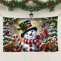 Double Sided Winter Holiday Garden Flag, Snowman Christmas House Flag, Adorable Festive Snowman Yard Flag, Seasonal Outdoor Decor