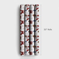 Watercolor Sports Christmas Gift Wrap, Baseball Santa Wrapping Paper, Santa Playing Ball Wrapping Paper, Holiday Baseball Fan Gift Wrap