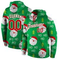 3D Print Holiday Pullover Hoodie, Custom Santa Christmas Sports Hoodie, Personalized Name Number Fleece Hoodie, Xmas Game Day Sweatshirt