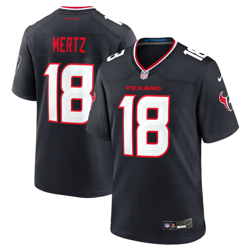 Houston Texans Graham Mertz Navy Team Game Jersey