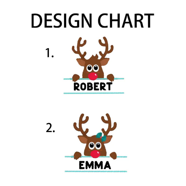 Custom Name Reindeer Holiday Graphic Tee, Personalized Christmas Elk Bow Shirt, Adorable Christmas Elk T-Shirt, Festive Winte