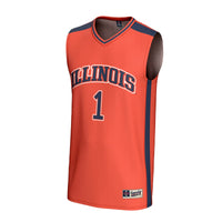#1 Illinois Fighting Illini Lightweight Collegiate Basketball Fashion Jersey - Orange