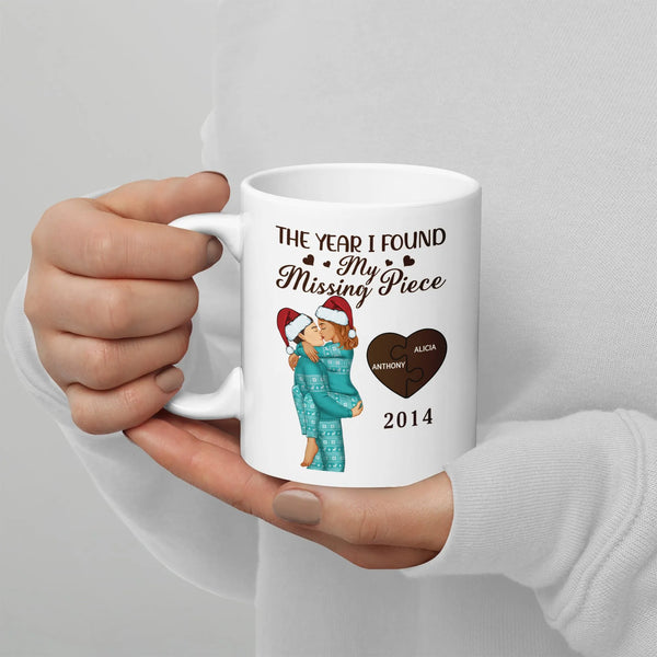 Personalized Couple Ceramic Mug, The Year I Found My Missing Piece Mug, Custom Puzzle Love Coffee Cup, Anniversary Christmas 