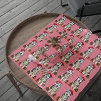Siberian Husky Santa Hat Dog Gift Wrap, Husky Christmas Wrapping Paper, Adorable Puppy Holiday Wrapping Paper Roll, Xmas Present for Dog Lovers
