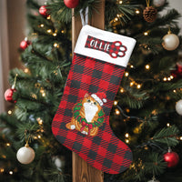 Red Buffalo Plaid Holiday Stocking, Cat Christmas Stocking, Personalized Cat Xmas Stocking, Pet Lover Christmas Decor, Holiday Mantle Present