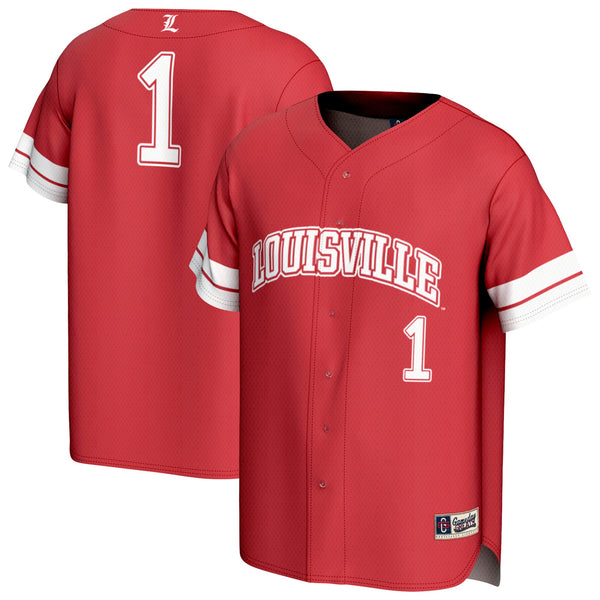 #1 Louisville Cardinals Lightweight Collegiate Baseball Fashion Jersey - Red