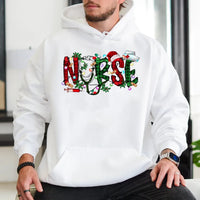 Plaid Festive Medical Hoodie, Christmas Nurse Hoodie, Nursing Student Holiday Hooded Sweatshirt, Adorable Xmas Nurse Hoodie, RN Winter Present