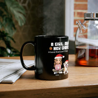 Personalized Pet Owner Coffee Mug, Girl and Her Dog Ceramic Mug, Christmas Dog Lover Cup, Adorable Puppy Graphic Drinkware Present for Mom