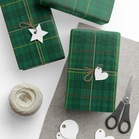 Tartan Pattern Gift Wrap, Green Plaid Wrapping Paper, Red and Yellow Stripe Wrapping Paper, Christmas Plaid Gift Wrap, Holiday Paper Roll