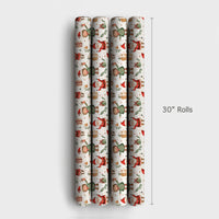 Adorable Holiday Elves Gift Wrap, Whimsical Santa and Elf Wrapping Paper, Watercolor Christmas Wrapping Paper, Kids Festive Present Paper Roll